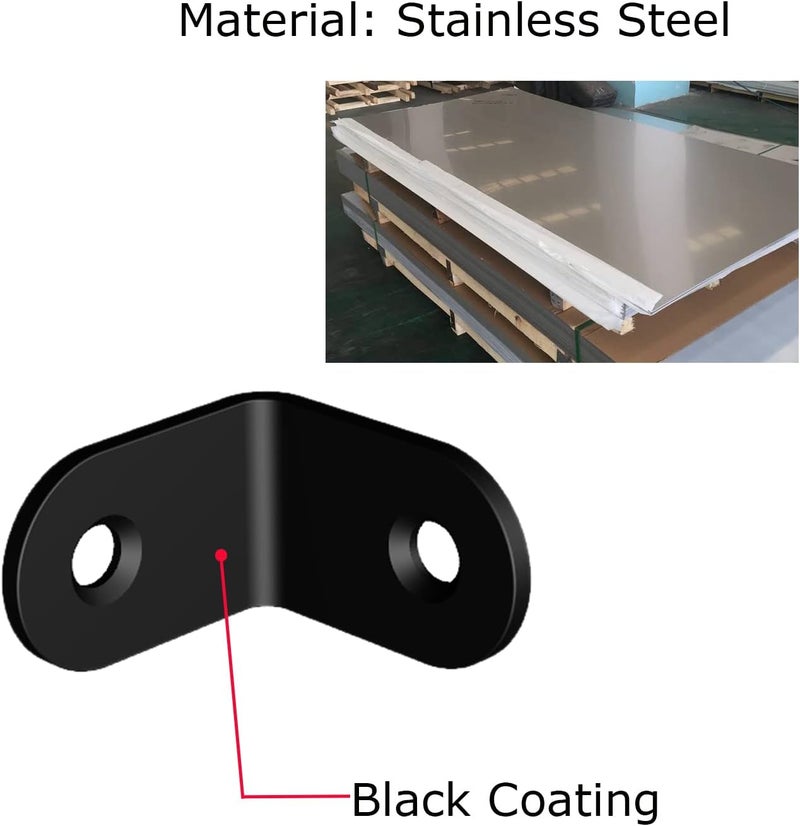 Aufuga Corner Brace, L Bracket, Corner Brackets of Stainless Steel,Small Angle Support for Home Improvement, Metal Iron Braces for Wood (Black_0.8x0.8x0.6inch_50pcs) - Image 2